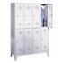 Doppelstöckiger Garderobenschrank,RAL7035,HxBxT 1850x1590x500mm,4x2 Abt.