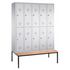 Sitzbankschrank,RAL7035,HxBxT 2090x1480x815mm,5x2 Abt.,Abt. B 300mm