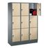 Schließfachschrank,HxBxT 1800x1200x500mm,Korpus RAL7021,Front Donau-Ahorn