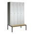 Sitzbankschrank,HxBxT 2090x1590x815mm,4 Abt.,Korpus RAL7035,Front RAL7035