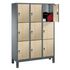 Schließfachschrank,HxBxT 1850x900x500mm,Korpus RAL7021,Front Donau-Ahorn