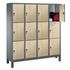 Schließfachschrank,HxBxT 1850x1200x500mm,Korpus RAL7021,Front Donau-Ahorn