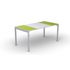 Schreibtisch,HxBxT 750x1400x800mm,Platte grün/weiß,rechteckig,4-Fuß weiß