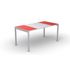 Schreibtisch, HxBxT 750x1800x800mm, Platte rot, rechteckig, 4-Fuß weiß