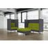 Highback Loungesofa, 3-Sitzer, schallabsorbierend, Stoff grau/grün