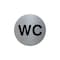 Türschild, WC, Alu, silber/schwarz, selbstklebend, Ø 70mm