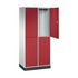 Großraum-Garderobenschrank,RAL7035/RAL3003,HxBxT 1950x820x500mm,2x2 Abt.