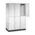 Doppelstöckiger Garderobenschrank,RAL7035,HxBxT 1950x1220x600mm,3x2 Abt.