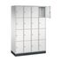 Schließfachschrank,RAL7035,HxBxT 1950x1220x500mm,4x4 Fächer,Zyl.-Schl.