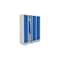 Abteilschrank, HxBxT 1850x1200x500mm, 4 Abt., RAL7035, Front RAL5010