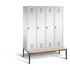 Sitzbankschrank,HxBxT 2090x1590x500mm,4 Abt.,Korpus RAL7035,Front RAL7035