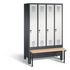 Sitzbankschrank,HxBxT 1850x1190x500mm,4 Abt.,Korpus RAL7021,Front RAL7035