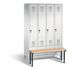 Sitzbankschrank,HxBxT 1850x1190x500mm,4 Abt.,Korpus RAL7035,Front RAL7035