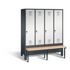 Sitzbankschrank,HxBxT 1850x1590x500mm,4 Abt.,Korpus RAL7021,Front RAL7035