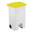 Contitop, mobiler Abfallbehälter mit Pedal 90L weiß/gelb