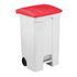 Contitop, mobiler Abfallbehälter mit Pedal 90L weiß/rot