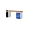 Werkbank, HxBxT 890x2000x900mm, Bucheplatte, Tragl. 750kg, 2 Container