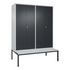 Sitzbankschrank,HxBxT 2090x1600x500mm,4 Abt.,Korpus RAL7035,Front RAL7021