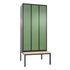 Sitzbankschrank,HxBxT 2090x900x815mm,3 Abt.,Korpus RAL7021,Front RAL6011