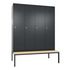 Sitzbankschrank,HxBxT 2090x1590x815mm,4 Abt.,Korpus RAL7021,Front RAL7021