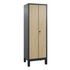 Garderobenschrank,HxBxT 1850x610x500mm,2 Abt.,Korpus RAL7021,Front Eiche