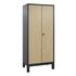 Garderobenschrank,HxBxT 1850x810x500mm,2 Abt.,Korpus RAL7021,Front Eiche