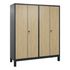 Garderobenschrank,HxBxT 1850x1590x500mm,4 Abt.,Korpus RAL7021,Front Eiche