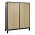 Garderobenschrank,HxBxT 1850x1590x500mm,4 Abt.,Korpus RAL7021,Front Eiche