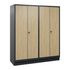 Garderobenschrank,HxBxT 1800x1590x500mm,4 Abt.,Korpus RAL7021,Front Eiche