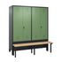 Sitzbankschrank,HxBxT 1850x1590x500mm,4 Abt.,Korpus RAL7021,Front RAL6011