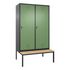 Sitzbankschrank,HxBxT 2090x1190x500mm,4 Abt.,Korpus RAL7021,Front RAL6011