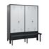 Sitzbankschrank,HxBxT 1850x1590x500mm,4 Abt.,Korpus RAL7021,Front RAL7035