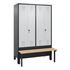 Sitzbankschrank,HxBxT 1850x1190x500mm,4 Abt.,Korpus RAL7021,Front RAL7035