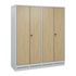 Garderobenschrank,HxBxT 1800x1590x500mm,4 Abt.,Korpus RAL7035,Front Eiche