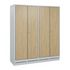 Garderobenschrank,HxBxT 1800x1590x500mm,4 Abt.,Korpus RAL7035,Front Eiche