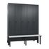 Sitzbankschrank,HxBxT 1850x1480x500mm,5 Abt.,Korpus RAL7021,Front RAL7021