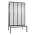 Sitzbankschrank,HxBxT 2090x1190x500mm,4 Abt.,Korpus RAL7021,Front RAL7035