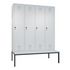 Sitzbankschrank,HxBxT 2090x1590x500mm,4 Abt.,Korpus RAL7035,Front RAL7035