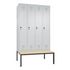 Sitzbankschrank,HxBxT 2090x1190x500mm,4 Abt.,Korpus RAL7035,Front RAL7035