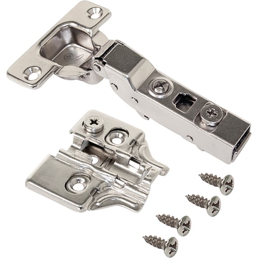 Charnière D.35 mm fermeture amortie ouvert 100º, avec embase, 20 ut