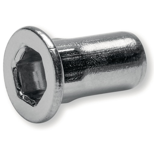 Ecrou noyé hexagonal, tête plate M5 (0,5-3 mm) acier inox A2