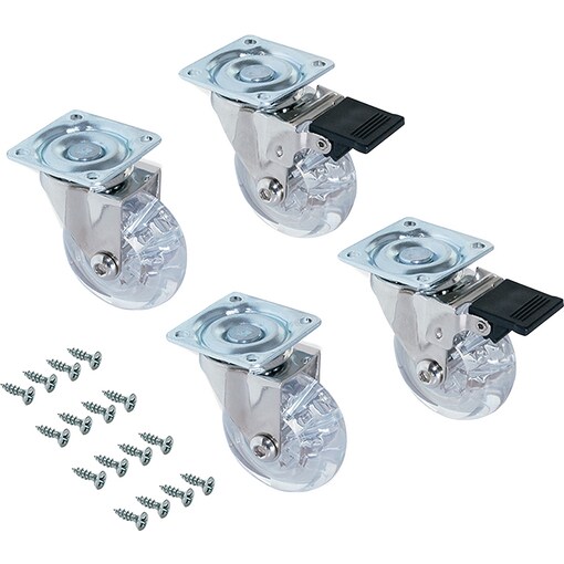 Kit de ruedas Slip transparentes con placa de montaje