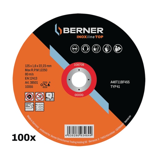 100er-Pack Trennscheiben INOXline 115 mm