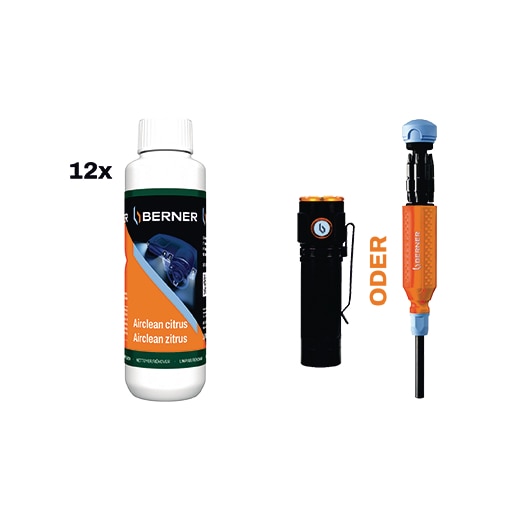 12er-Pack Airclean Zitrus inkl. Taschenlampe Mini 2.000