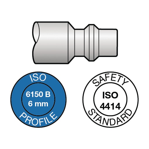 Coupleur pour flexibles de sécurité S1, composite profil ISO B passage de 8 mm