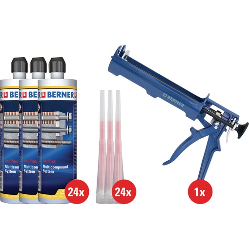 Masa kotwiąca UniPlus 410ML, 24szt + mieszadło 24szt + pistolet do mas