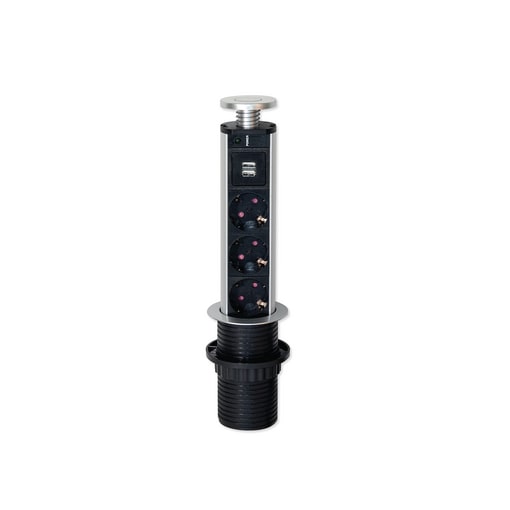 Multiconnecteur retractable Vertikal, Peint en argent, prises EU