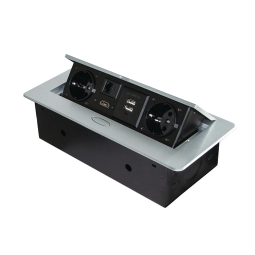 Multiconnecteur Atom 26 A+C pour bureau, EU, Peint en blanc, Acier et Pla