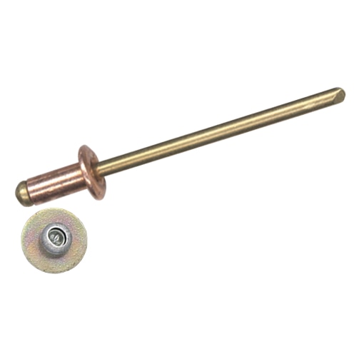 Blind rivets, flat head, copper/brass