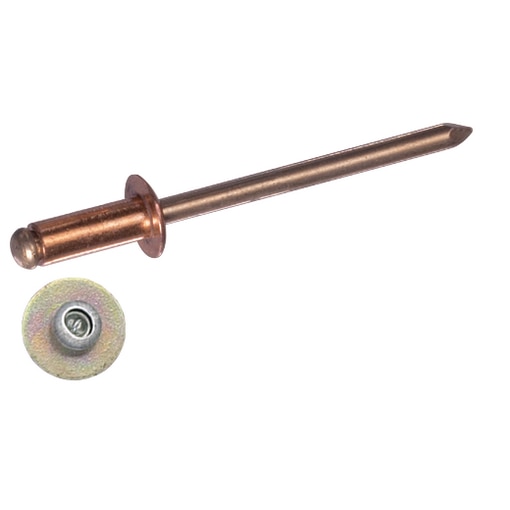 Blind rivets, flat head, copper/bronze